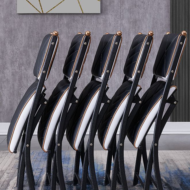 Silla lateral de metal moderna para interiores y exteriores, silla lateral de comedor plegable con respaldo abierto