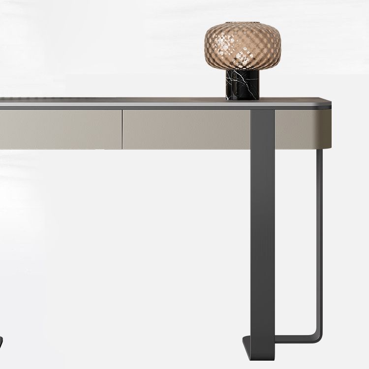 14 inch Wide Glam Console Table Half Moon Marble Accent Table