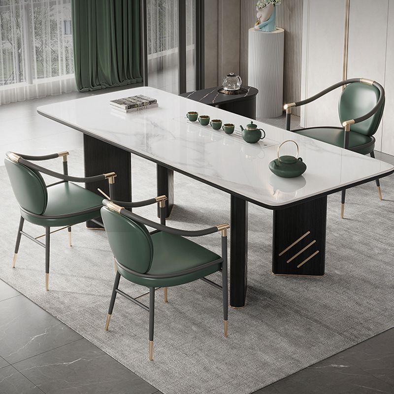 Dining Room Dining Arm Chair Faux Leather Upholstered Chair in Black Legs