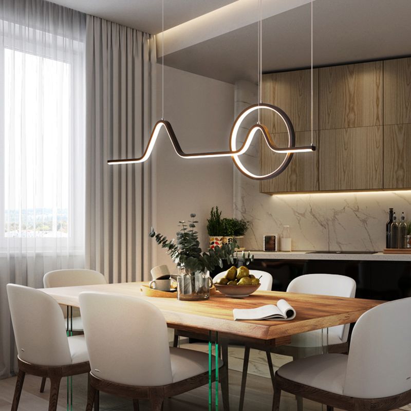 Linear Shape Island Pendants Contemporary Metal 2 Light Pendant Lighting Fixtures