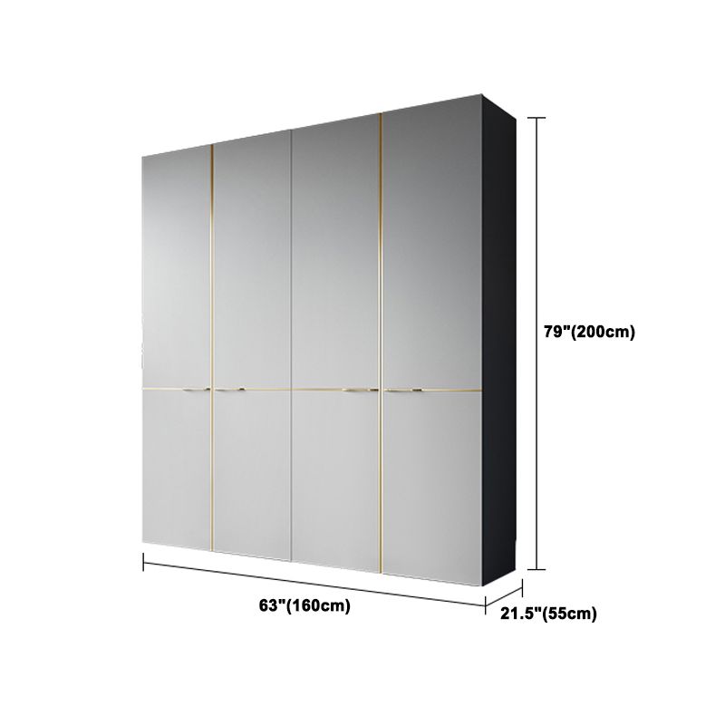 Contemporary Style Wardrobe Gray Colour Wooden Wardrobe Closet With Shelves