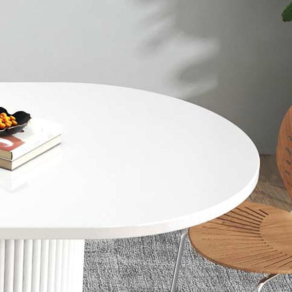 Sintered Stone and Wood Dining Table Simple Style Single Pedestal Base Table