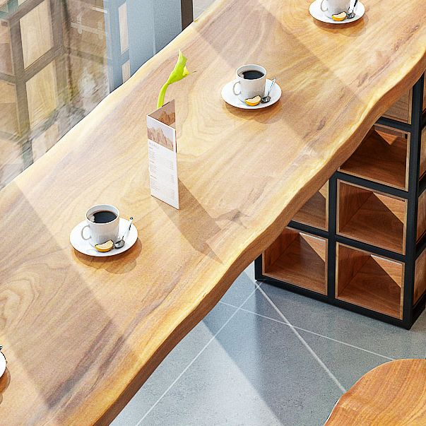 Industrial 1/2/9 Pieces Solid Wood Bar Table Set Fixed Counter Set for Home Use