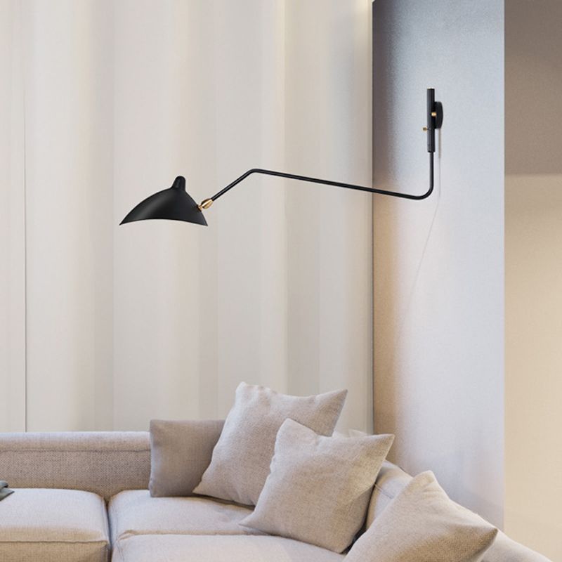1/2-Licht-Wohnzimmer Wandleuchten mit gebogenem Arm Metallic Shade moderner Stil Schwarz/Weiß-Wandmontagelampe