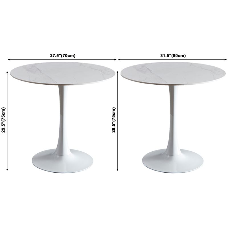Round Sintered Stone White Dining Table Minimalist Tulip Base Table for Dining Room
