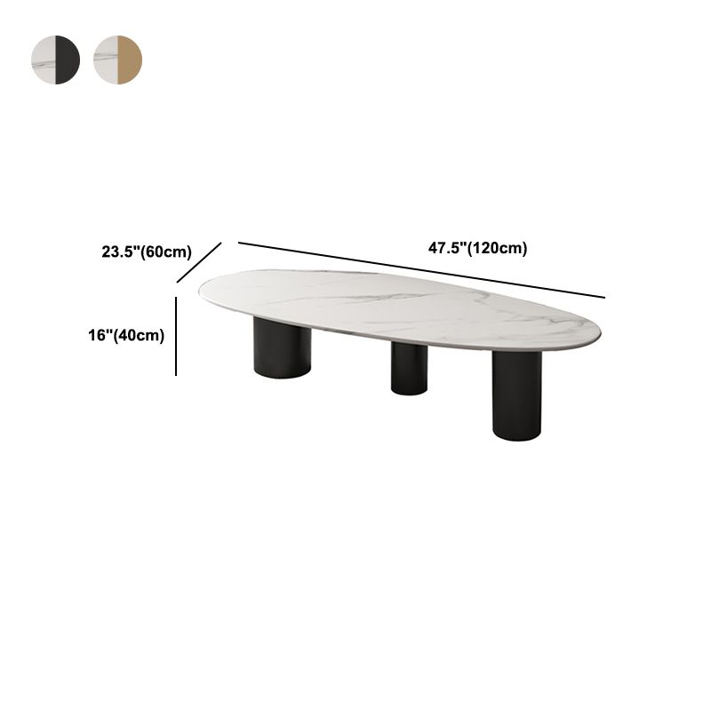 3 Legs Oval Coffee Table Minimalist Slate Coffee Table for Living Room