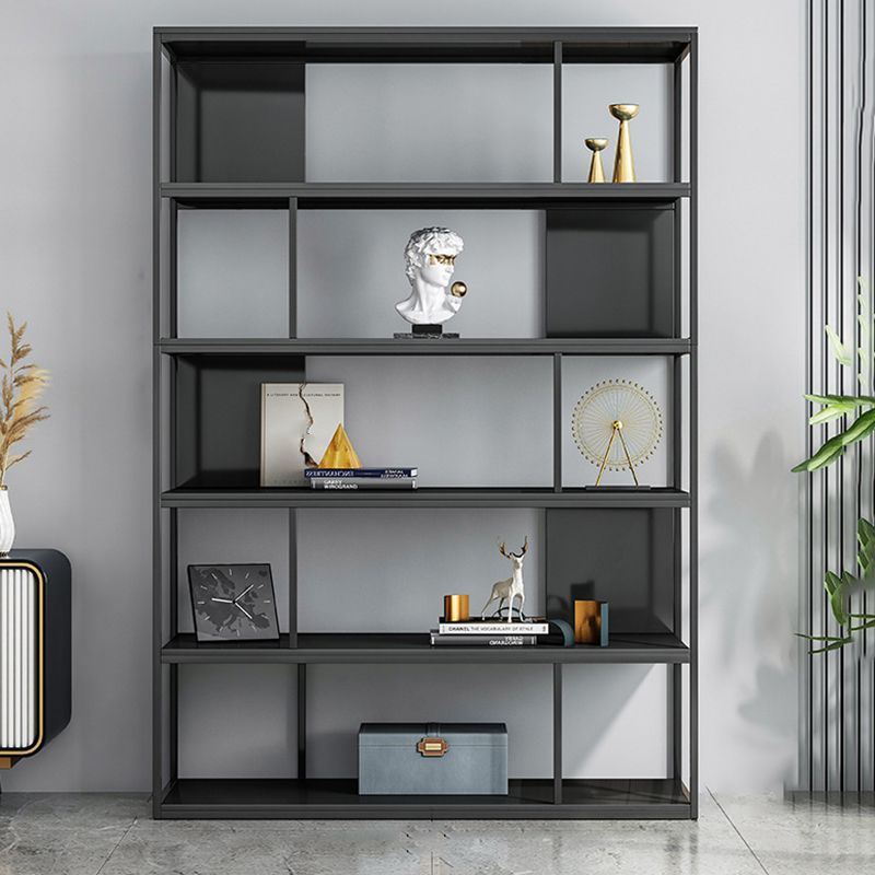 Modern Steel Bookcase Rectangular Shelves 71"H X 12" W Bookshelf for Office