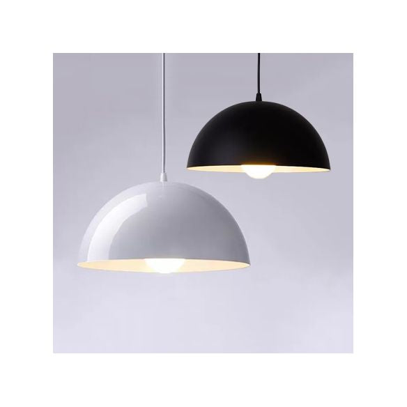 Luz colgante de cúpula negra/blanca/roja aluminio nórdico 1 luz de suspensión de luz para comedor, 12 "/14"/16 "de ancho