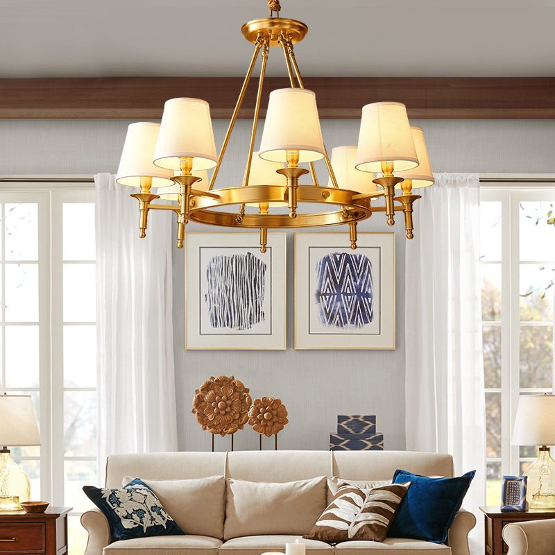 Gold Copper Pendant Light in Traditional Classic Style Fabrics Sputnik Hanging Light for Living Room