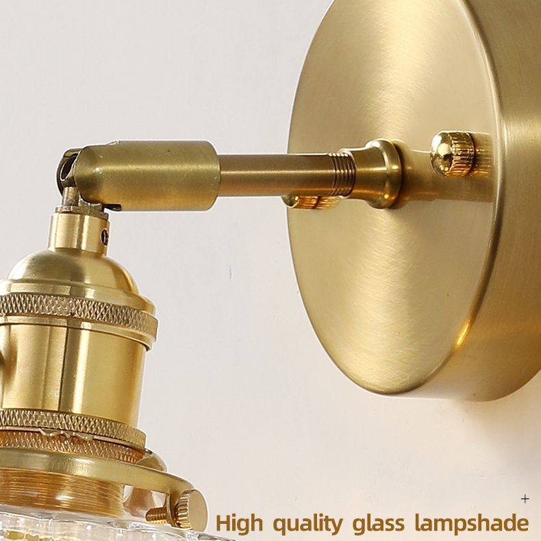 Cylinder Wall Sconce Lighting Simple Style Glass Bedroom Sconce Light Fixture in Gold