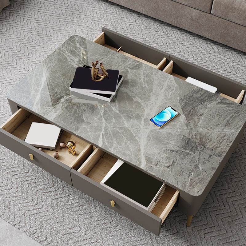 47.2" W x 25.6" D x 16.14" H Stone Coffee Table 4 Legs Cocktail Table