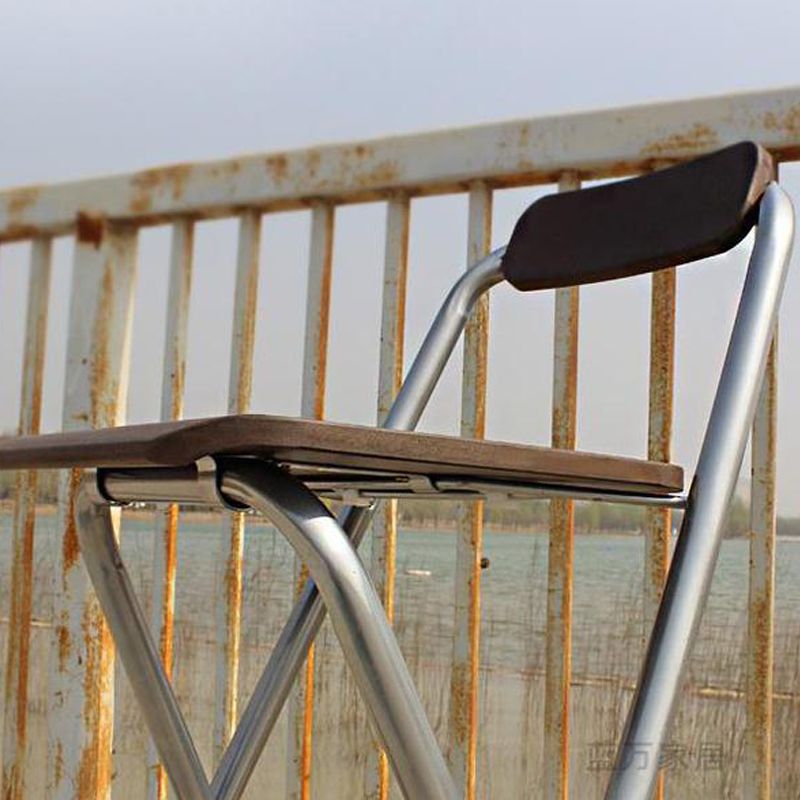 Contemporary Metal Barstool Wood Rectangle Cushion with Chrome Base