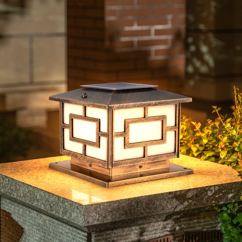 Modern Pillar Lighting Fixture Minimalist LED Solar Lamp for Backyard