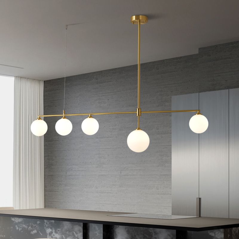 Postmoderne Insel Light Multi-Head-Anhänger Licht mit Glasschatten für Esstisch