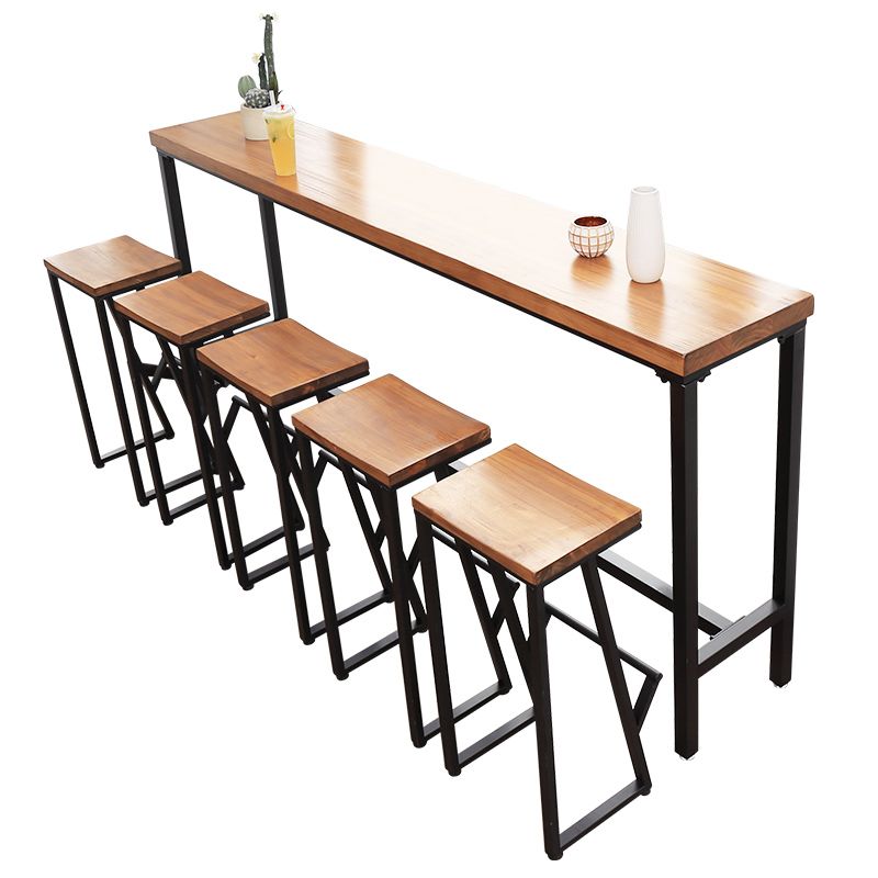 Contemporary Solid Wood Pub Set 1/6 Pieces Rectangle Bar Height Bar Set