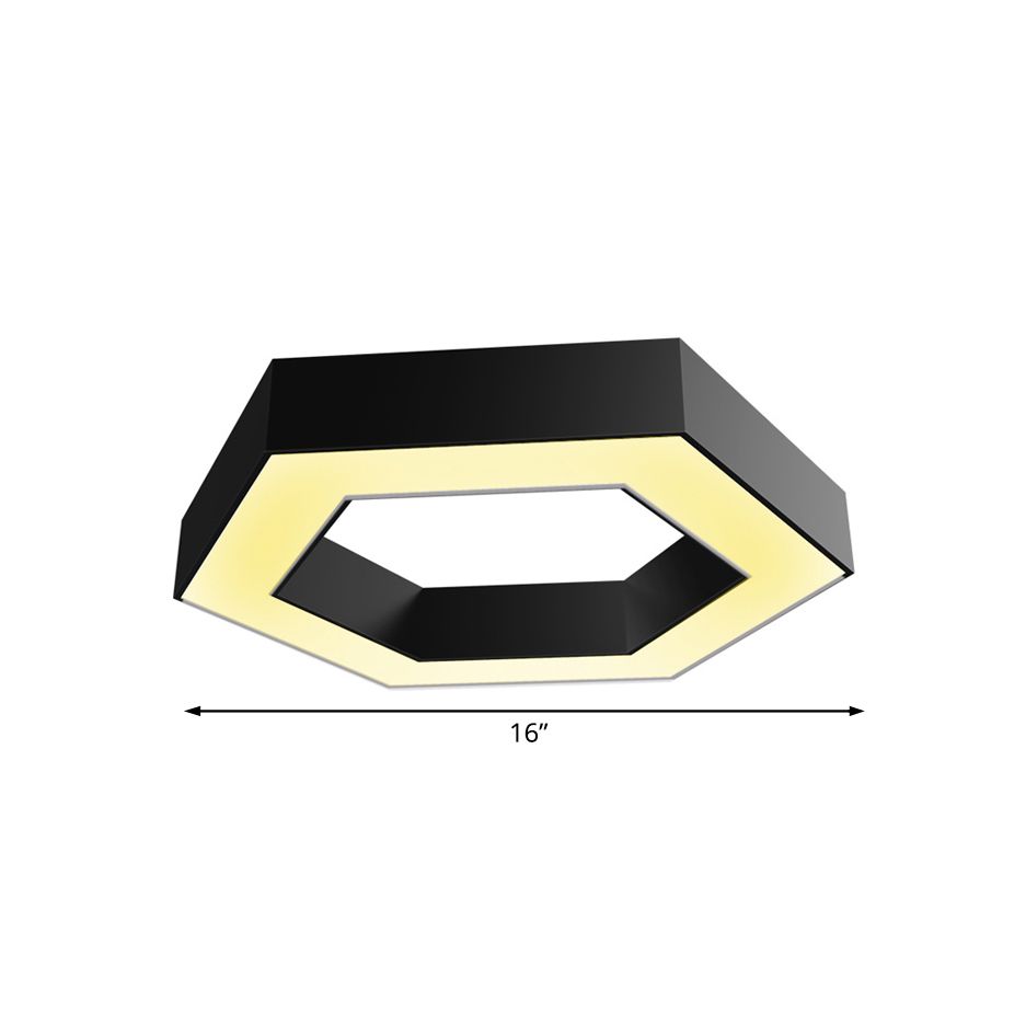 Honeycomb Flush Mount Modern Metal Led 16"/23.5"/31.5" Breed Zwart voor Kantoor in Wit/Warm Licht met Ingebouwde Diffuser