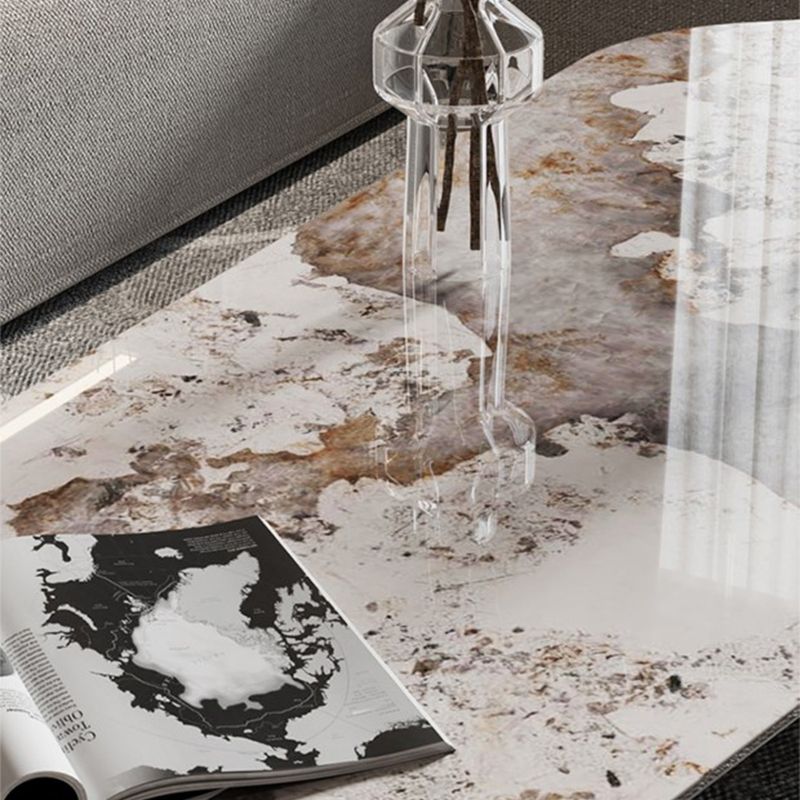 15"H Contemporary Cocktail Table Stone Sled Coffee Cocktail Table