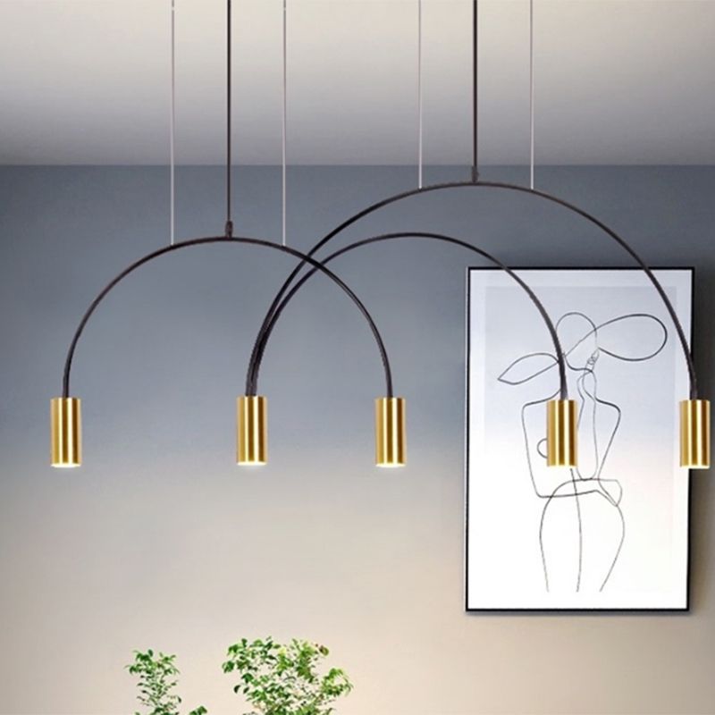Cylinder Island Lights Contemporary Metal Island Chandelier Lights for Kitchen