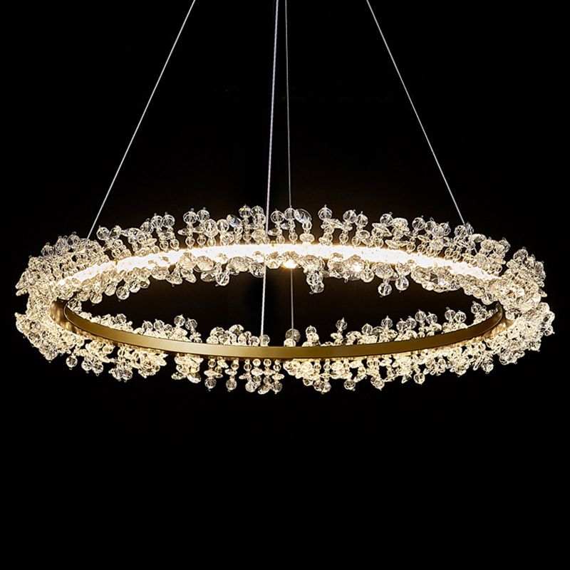 Contemporary Ring Chandelier Pendant Light Crystal Suspension Pendant Light for Living Room