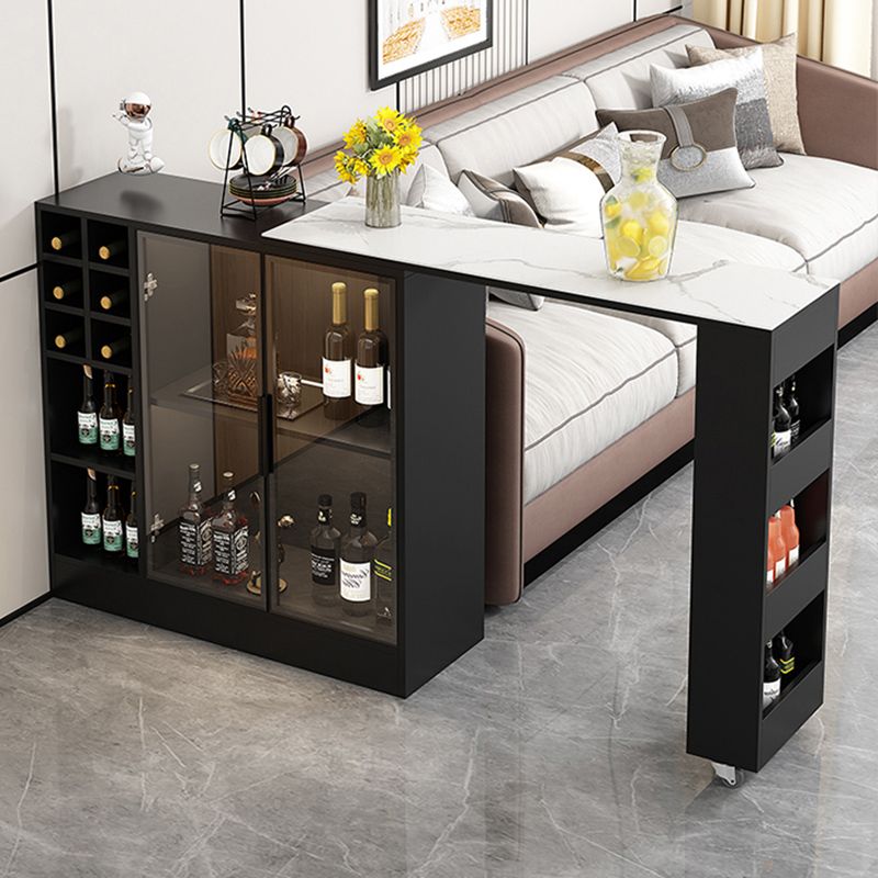 Rectangle Counter Height Table Modern Bar Dining Table with Shelves