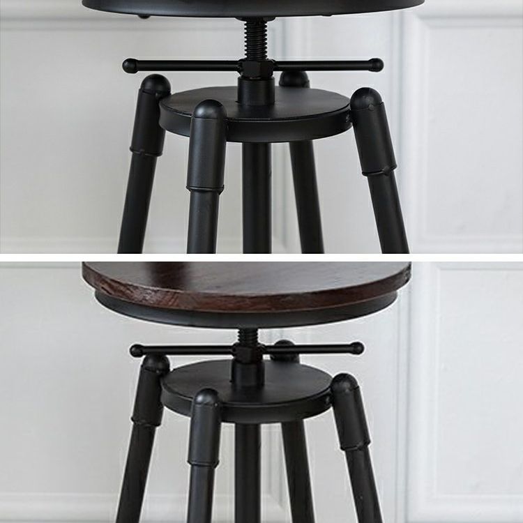 Industrial Bar and Counter Stool Adjustable Height Stool with 4 Black Legs