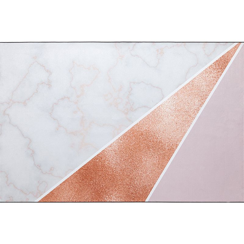 Pink and Beige Bedroom Rug Minimalist Abstract Rug Polyester Washable Anti-Slip Backing Pet Friendly Carpet