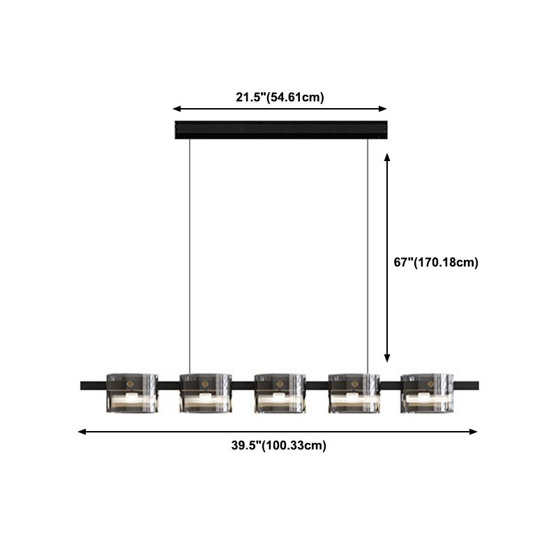 Modern Island Light LED Island Hanging Light with Glass Shade for Dining Room