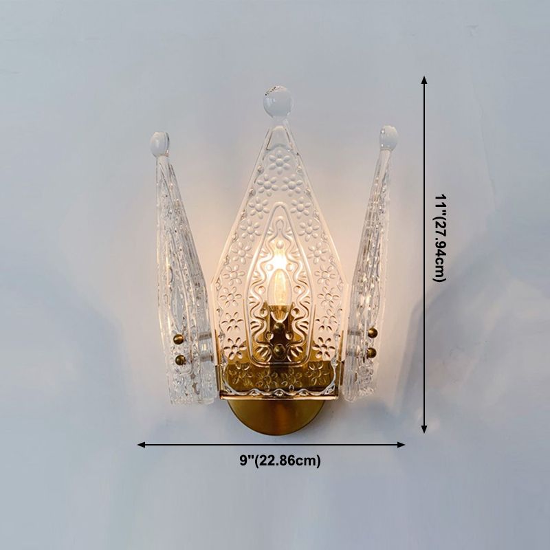 Glass Crown Shaped Wall Sconce Lights Modern Style 1 Light Wall Mounted Lamps