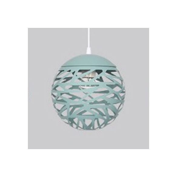 Kid Bedroom Hollow Orb Pendant Lamp Metal 1 Head Modern Candy Colored Hanging Light