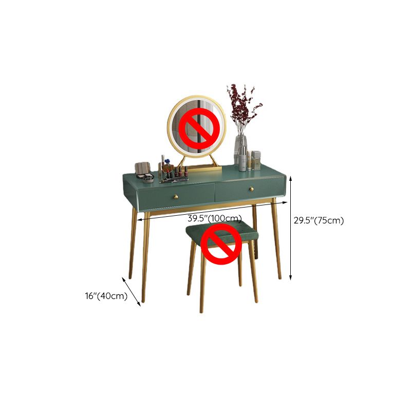 15.74" Wide Green Makeup Vanity Desk Glam Vanity Tables with 2 Drawers