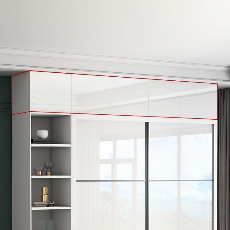 White Engineered Wood Wardrobe Closet Contemporary Storage Cabinet