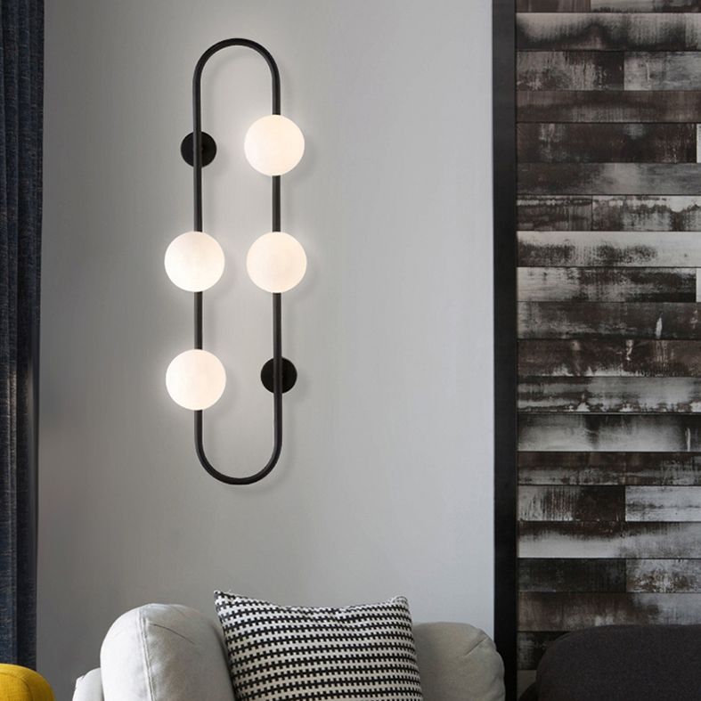 Contemporary Style Balls Sconce Light Fixture Glass Living Room Wall Light Fixture
