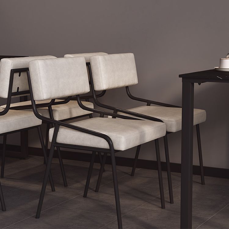 Industrial PU Leather Dining Chair Open Back Upholstered Dining Side Chair