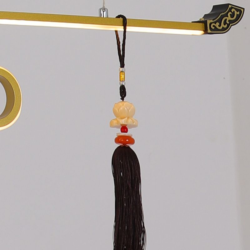 Luces colgantes de la sala de té contemporánea de metal lineal Dos accesorios de iluminación de la isla ligera