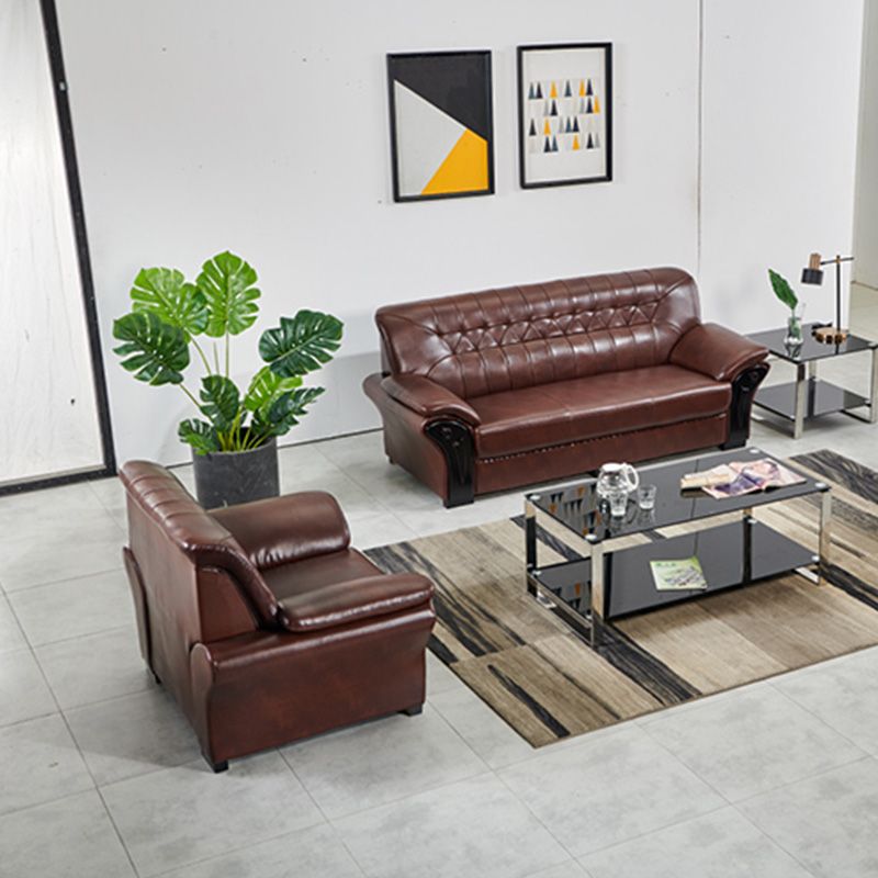 Industrial Biscuit Back Seating Flared Arm Sofa in Dark Brown