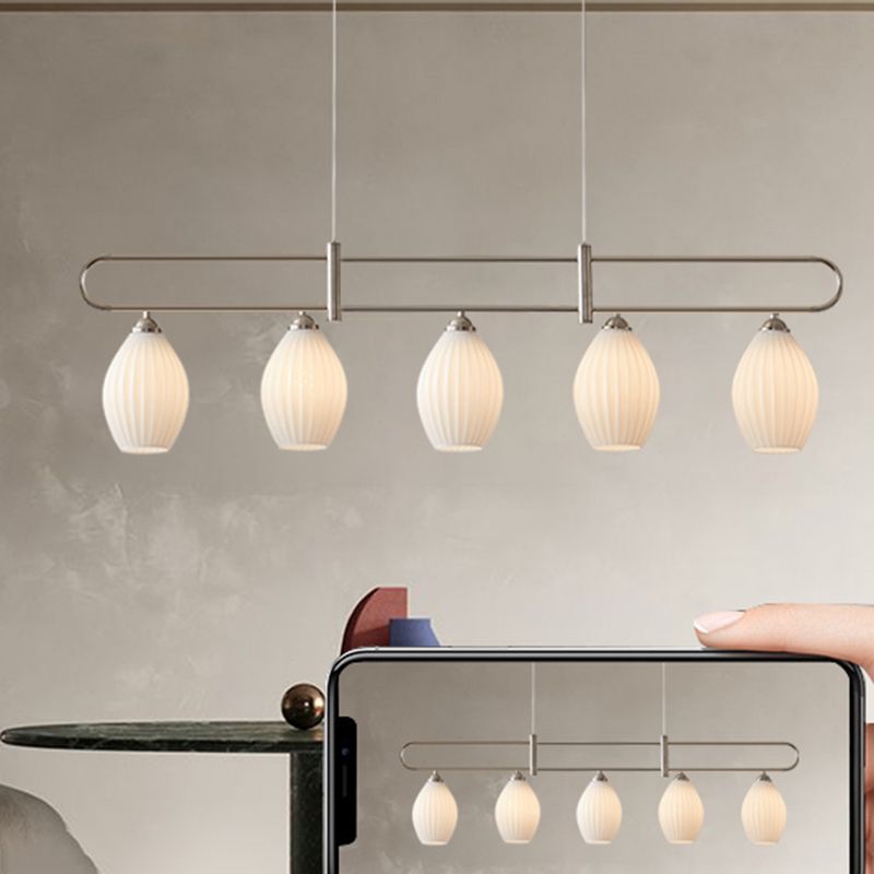 Nordic Style Iron Hanging Lamp Ellipse Shape Island Light Fixture for Living Room