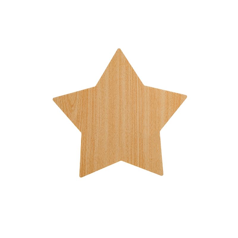 Contemporary Slim Panel Star Sconce Lamp Wooden LED Wall Light for Corridor Kitchen