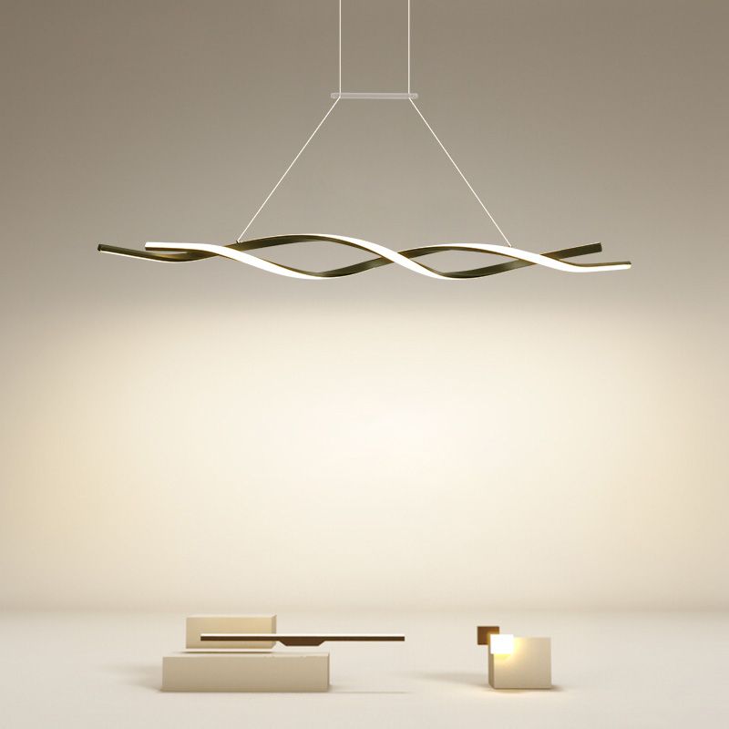 Modern Metal Island Light armatuur Lineair Restaurant Hanglamp met 2-head met acrylschaduw