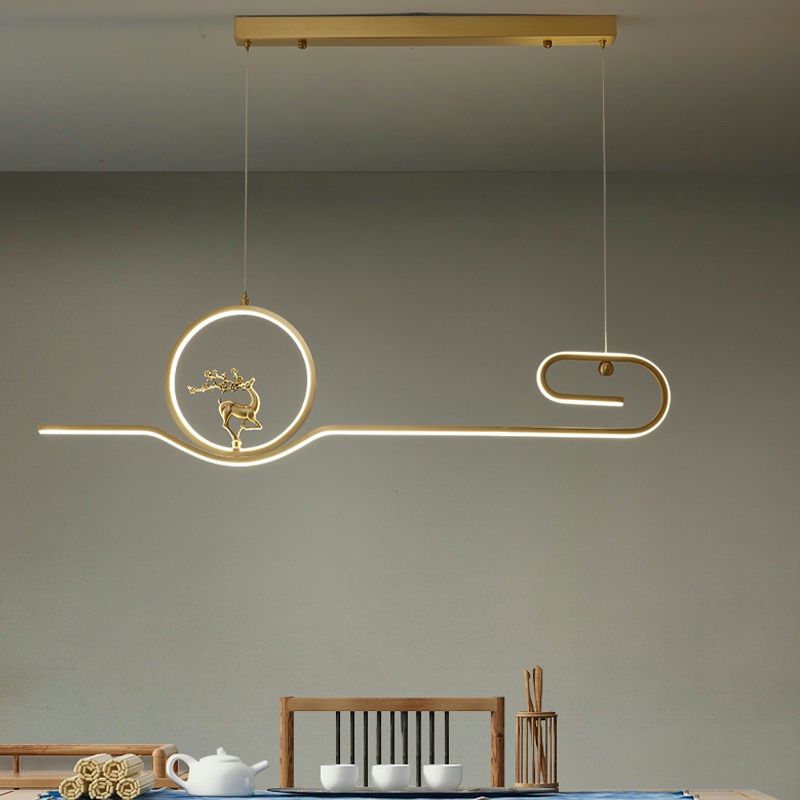 Luci a ciondolo a 2 luci contemporanee Luci a sospensione lineari in metallo per l'isola della cucina