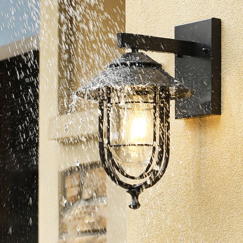 Glas schwarzer Wandleuchte Käfig -Industrie -Wandbeleuchtung für den Außenbereich