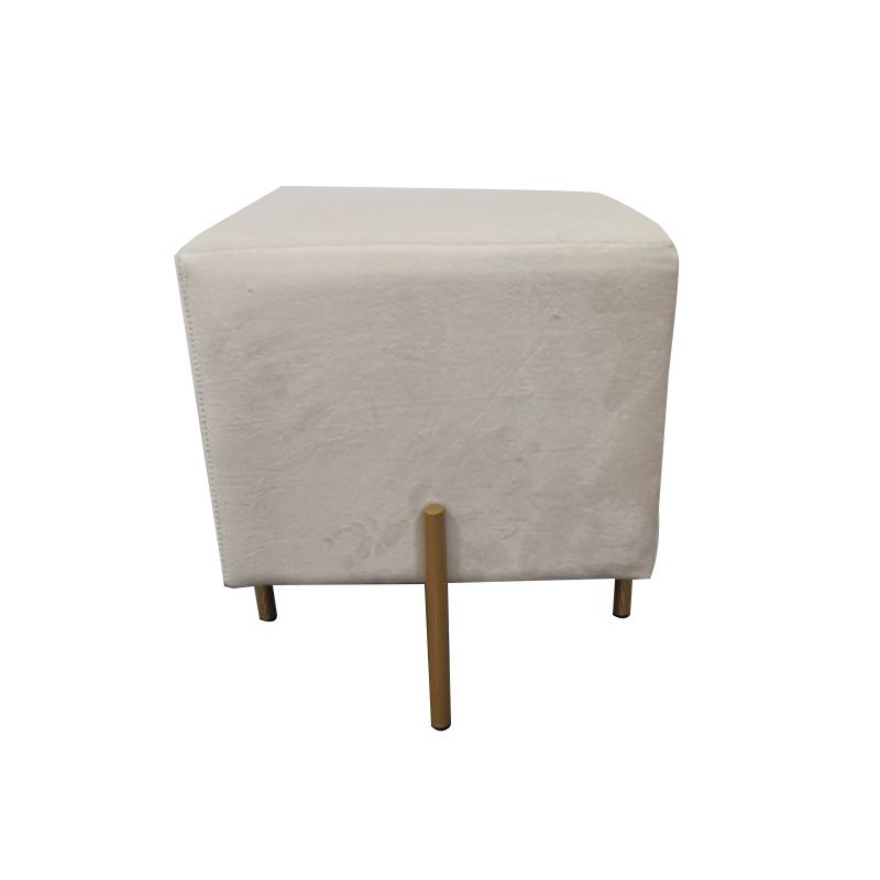 Glam Pouf Ottoman Velvet Upholstered Solid Color Square Ottoman with Metal Legs