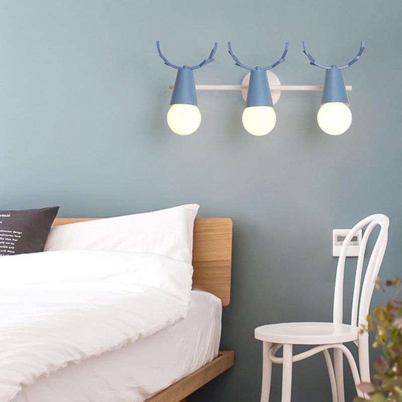 Nordic Style Iron Wall Light Colorful Antler Shape Wall Lamp for Bedroom