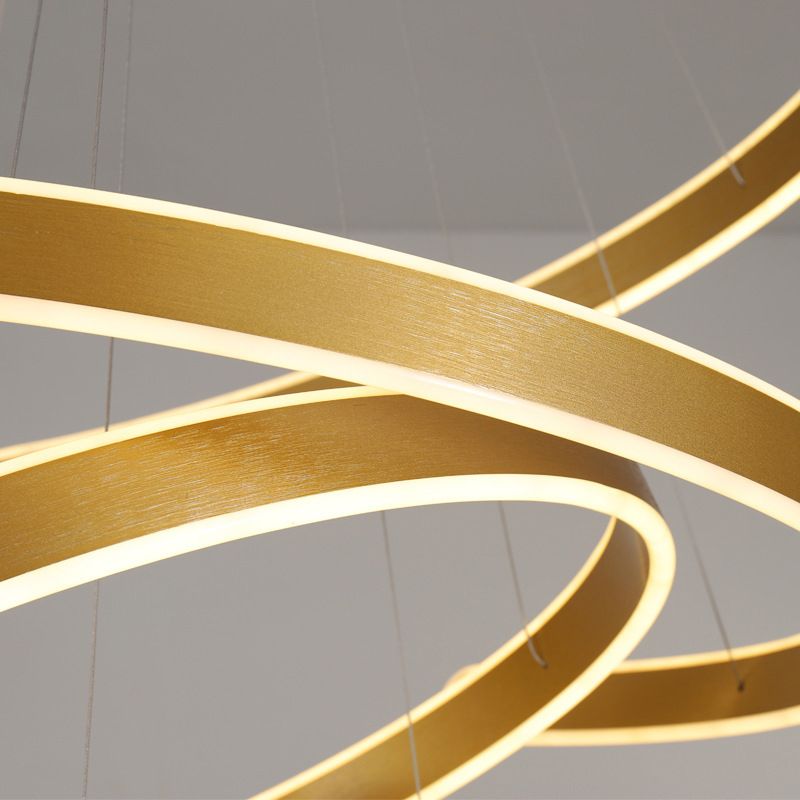 Künstlerisch gekrümmte geformte LED -Suspension Licht Aluminium Wohnzimmer Kronleuchter Licht