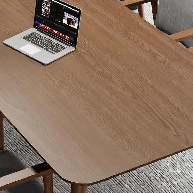Pine Wood Top Dining Table Traditional Luxury Rectangle Table with 4 Legs