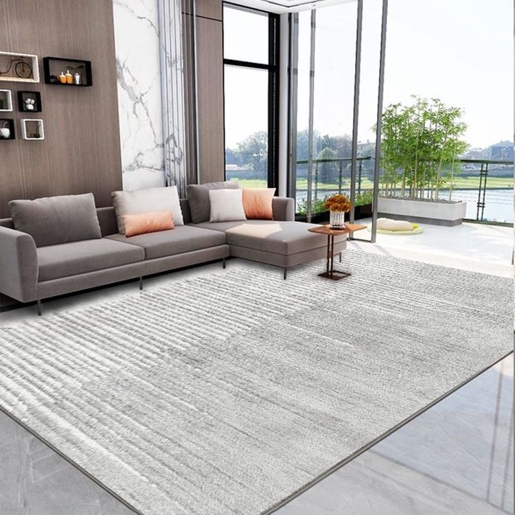 Relaxing Stripe Pattern Rug Apricot Tone Polyester Carpet Stain Resistant Indoor Rug for Home Decor