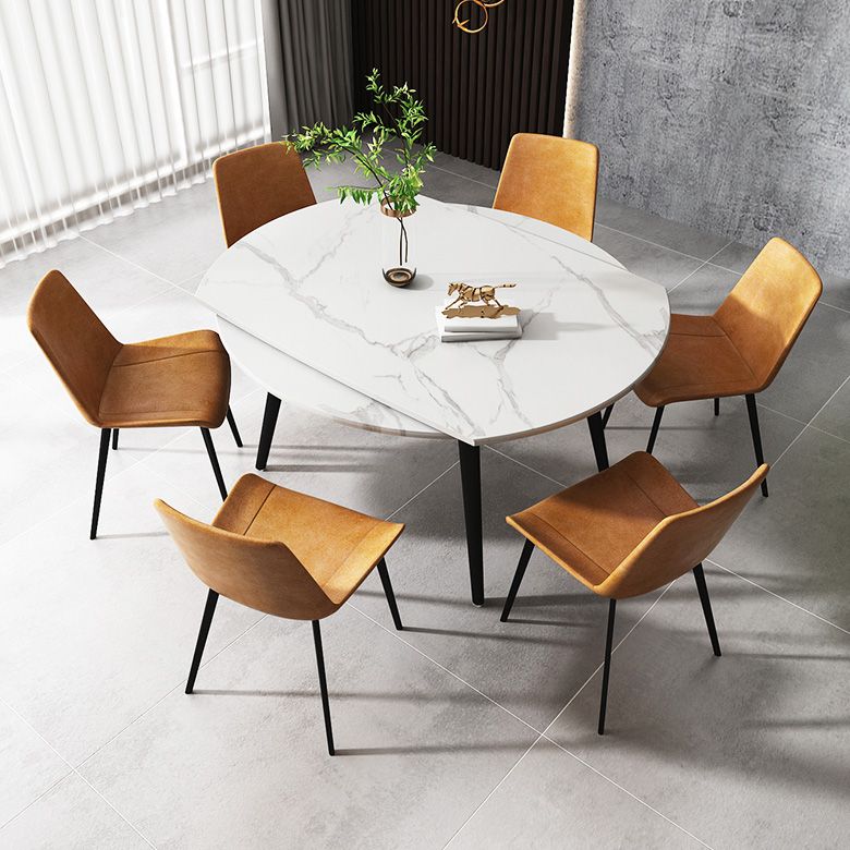 Round 4-foot Dining Site Table Simplicity Style Stone Drop-Leaf Dinette Table for Home