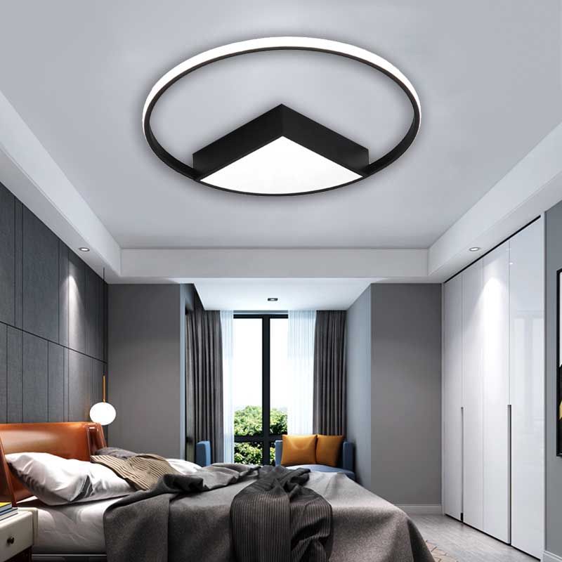 16"/19.5"/23.5" Wide Acrylic Sector Flushmount Simplicity LED Black/White Ceiling Lighting Fixture in Warm/White Light