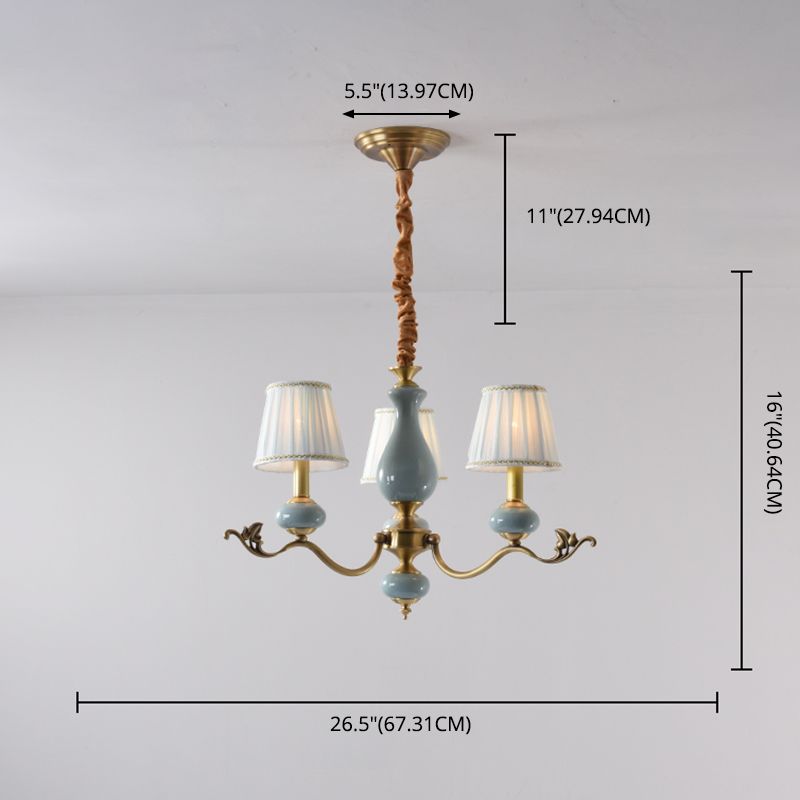 Tapered Chandelier Light Fixture Traditional Fabric Shade Pendant Lighting for Restaurant