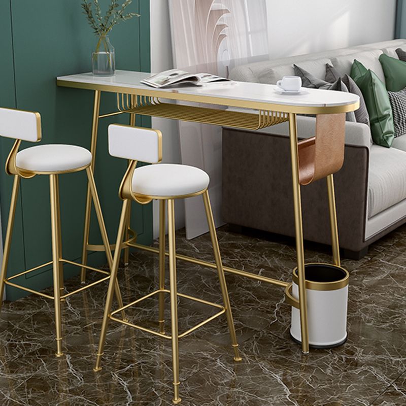 Traditional Luxury Stone Bar Table Bistro Bar Desk with Trestle Base