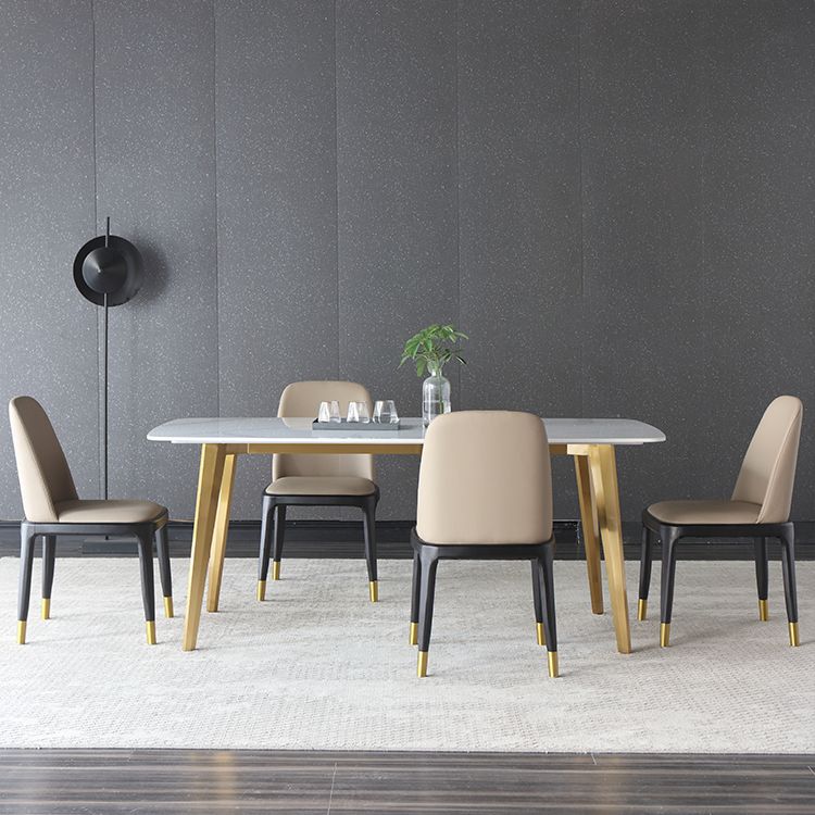 1/4/5/7 Pcs Metal Glam Dining Room Set with Rectangle Table Dining Set